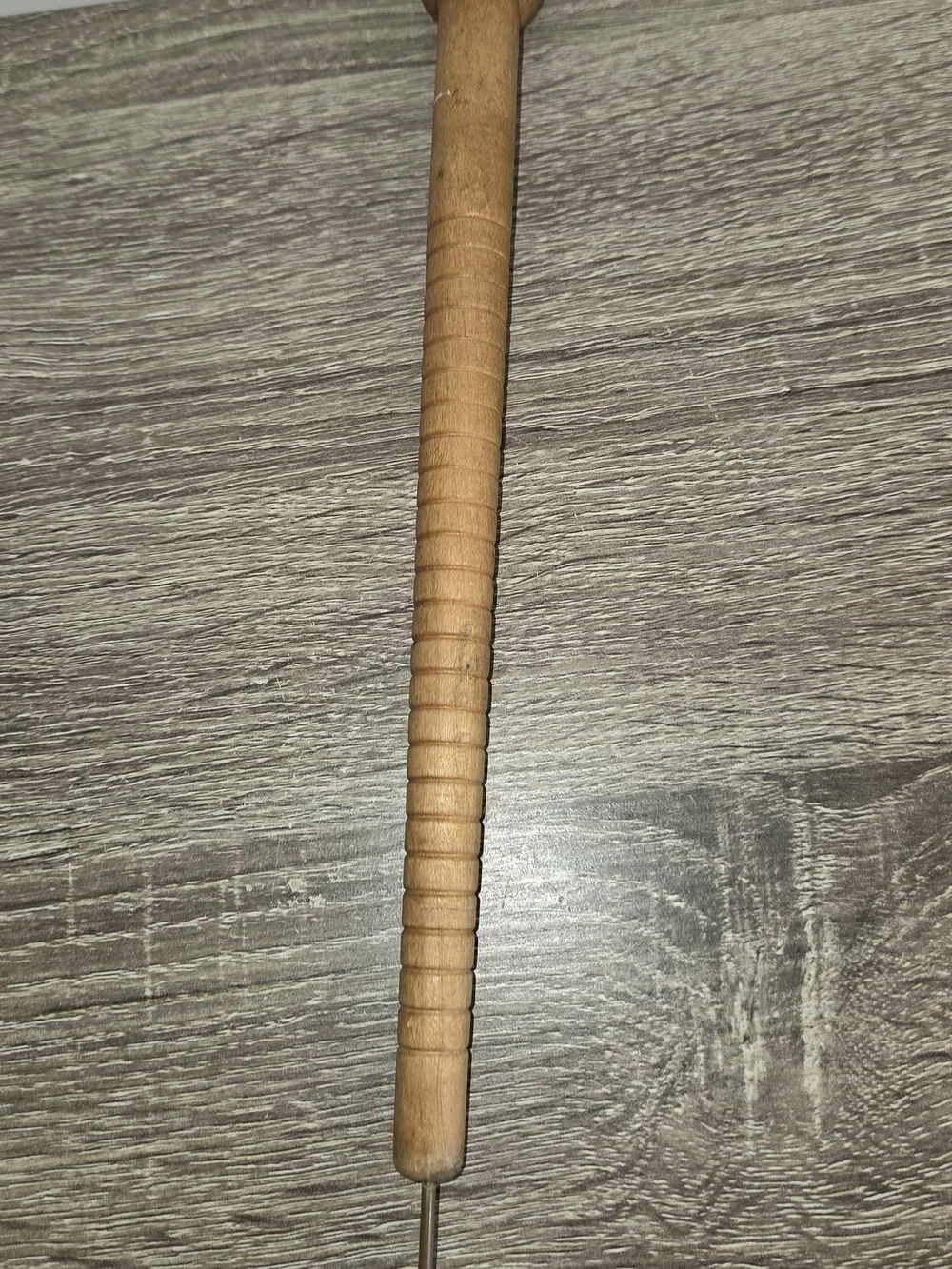 Vintage Handmade Candle Snuffer, Wood Sewing Spool with Metal 14